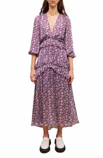 maje Ronirique Tiered Floral Print Dress