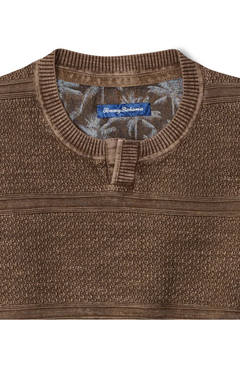 Tommy Bahama Saltwater Tide Abaco Cotton Split Neck Sweater, Alternate, color, Chocolate Brown