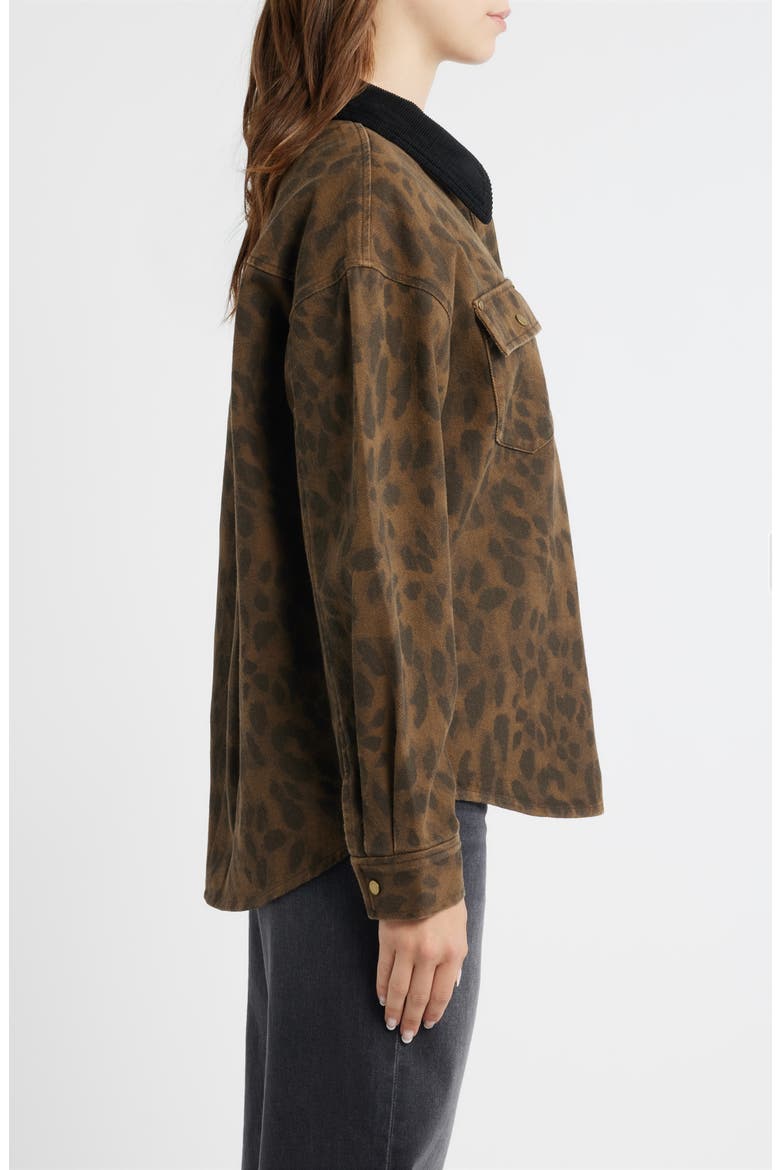 Leopard Print Cotton Denim Shacket, Alternate, color, BROWN LEOPARD