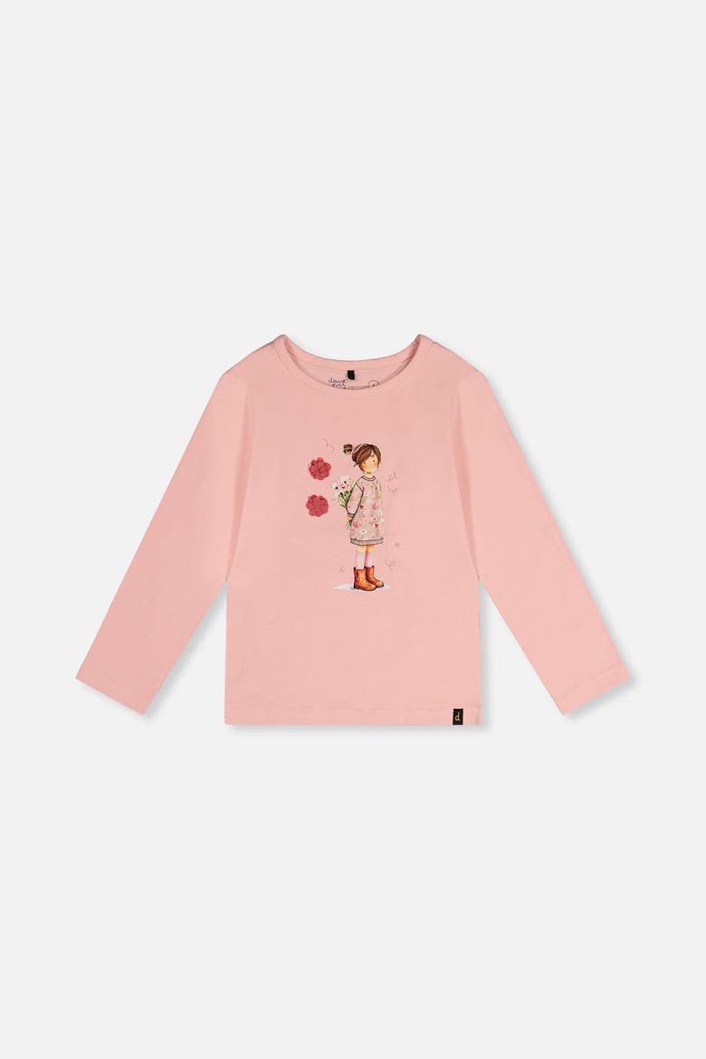 Organic Cotton Textured Flower Jersey T-Shirt, Main, color, Pale Dusty Pink