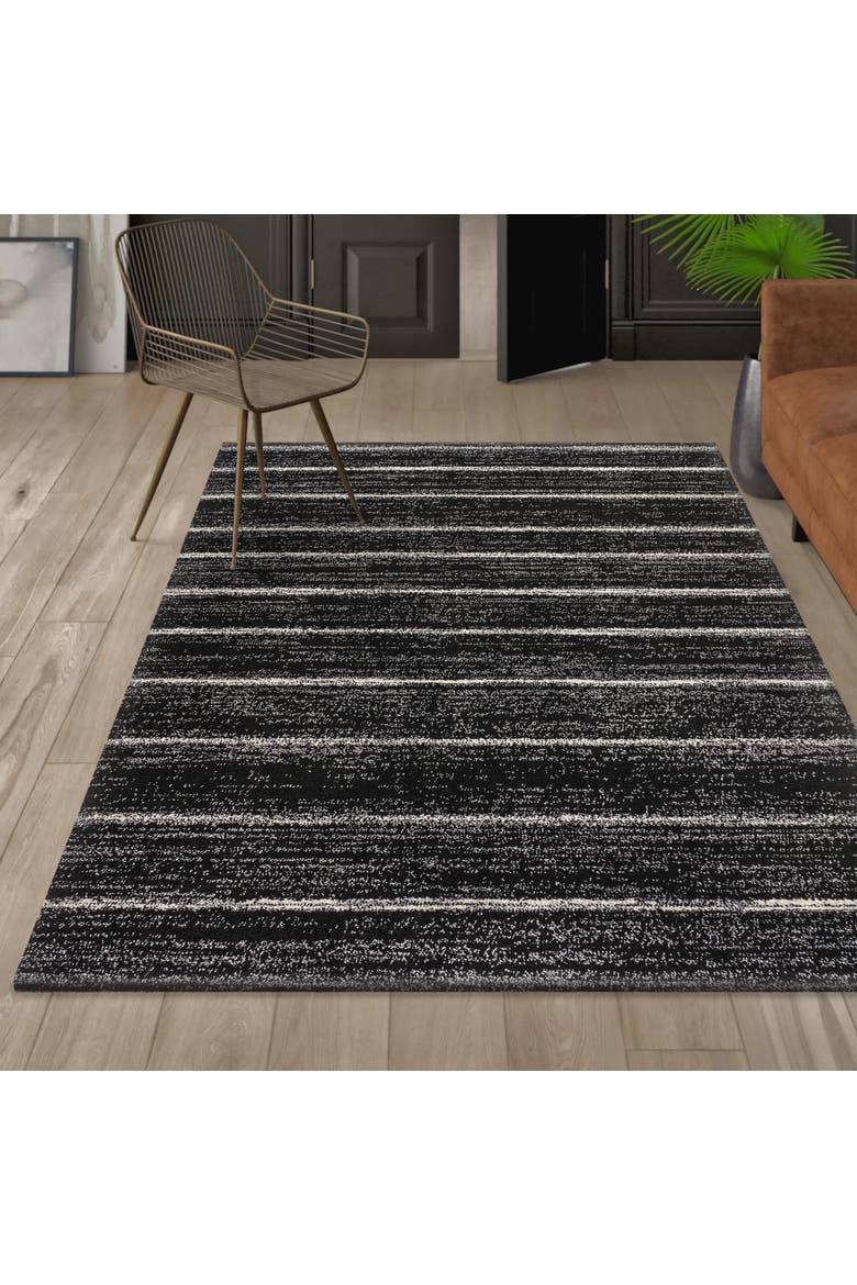 Williamsburg Minimalist Stripe Area Rug, Alternate, color, Black/Cream