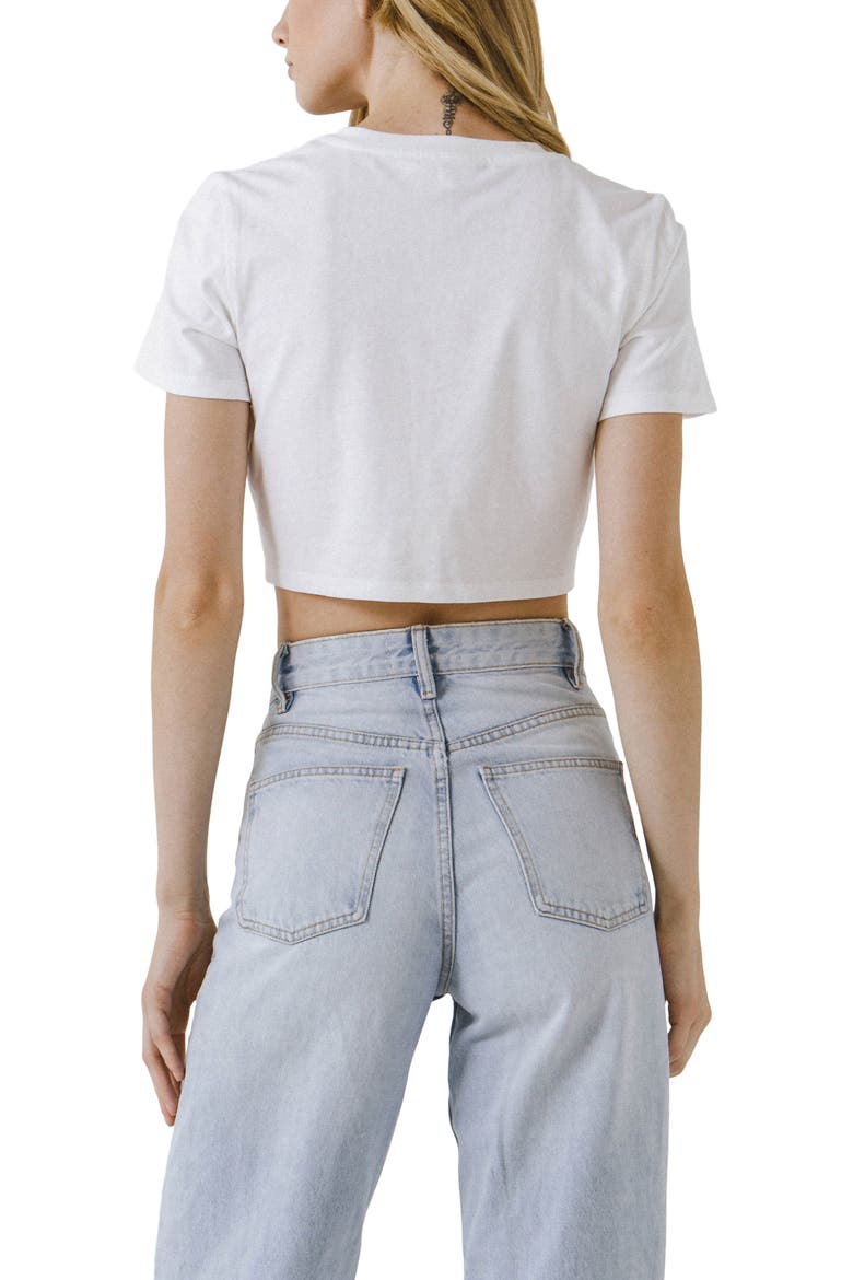 Gathered Front Crop T-Shirt, Alternate, color, WHITE