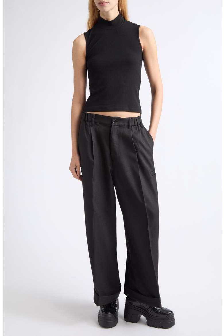 Mock Neck Sleeveless Top, Alternate, color, BLACK