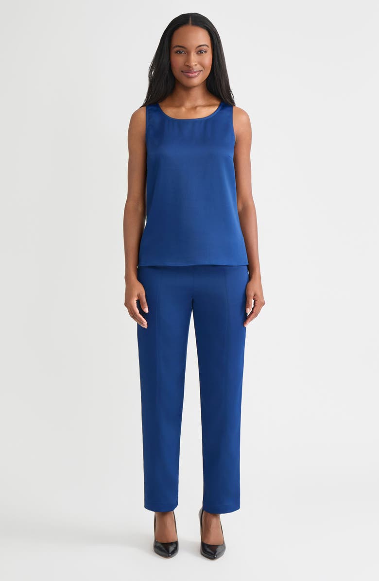Misook Classic Crêpe de Chine Tank, Alternate, color, Lazuli Blue