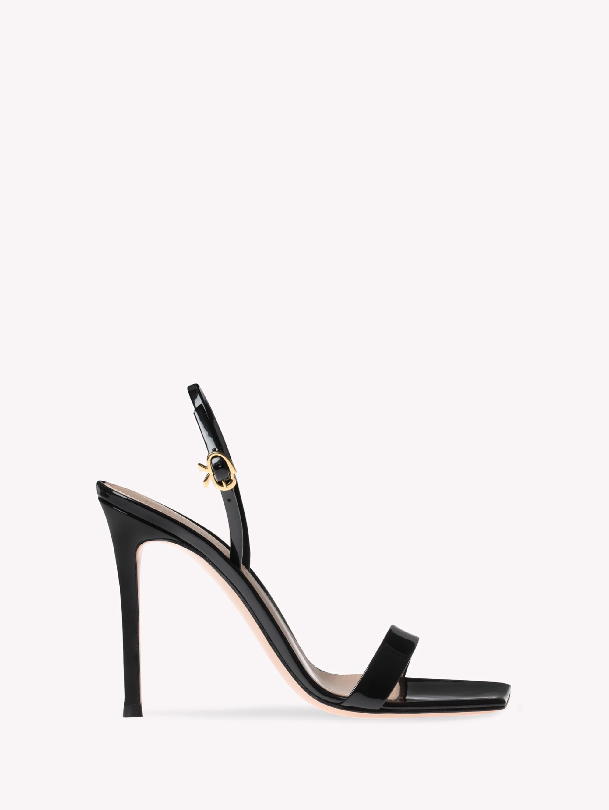 Gianvito Rossi Ribbon Stiletto Sandal, Main, color, Black Leather