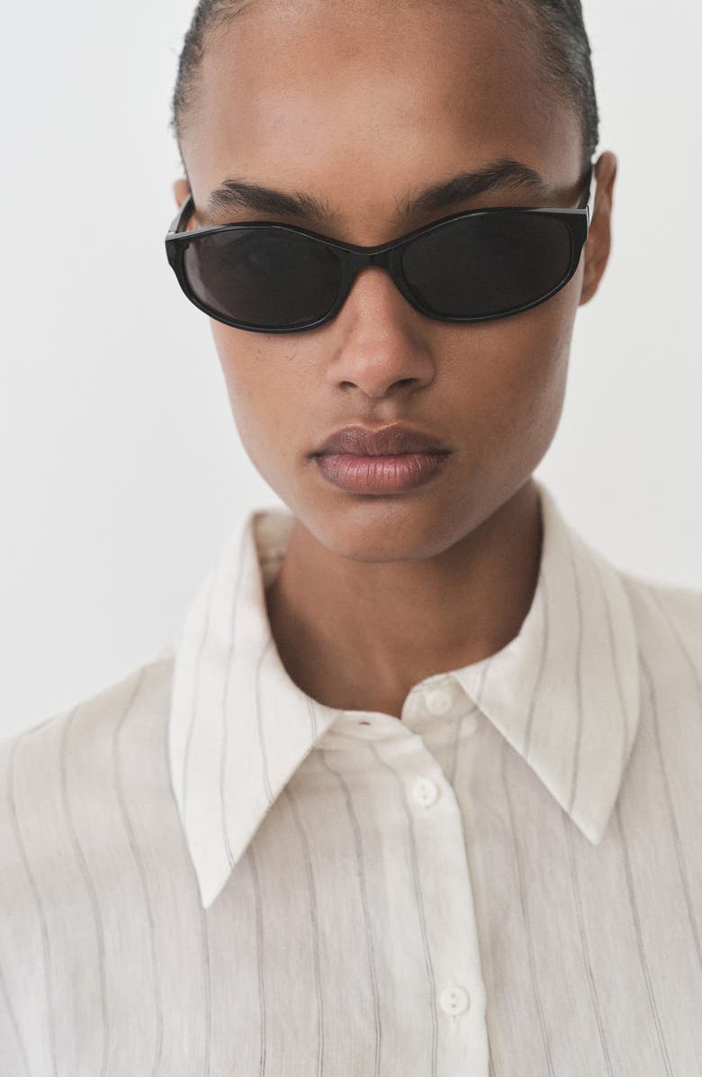 MANGO Stripe Button-Up Shirt, Alternate, color, Ecru