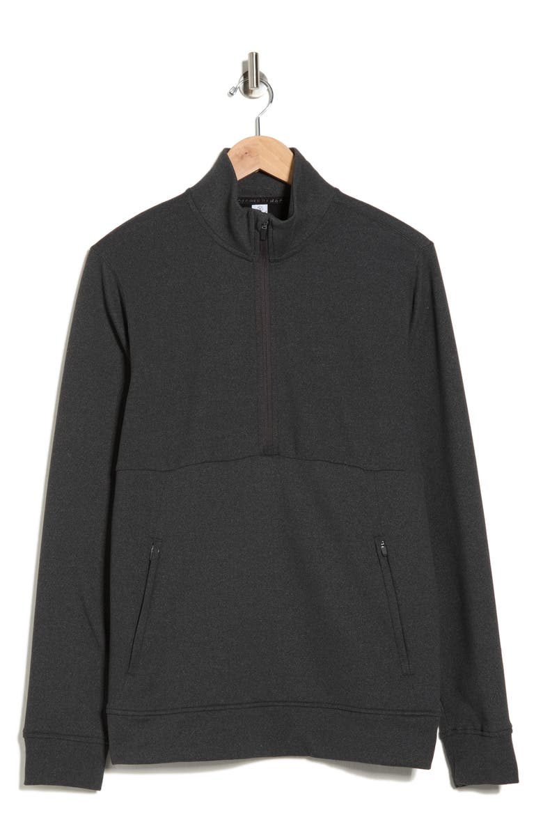 90 DEGREE BY REFLEX Ultra Mélange Fleece Half Zip Sweatshirt, Alternate, color, Black