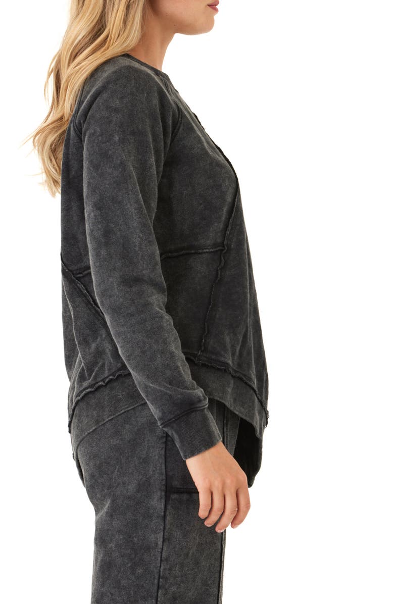 Threads 4 Thought Ryssa Mineral Wash Cotton Blend Asymmetric Sweatshirt, Alternate, color, Black