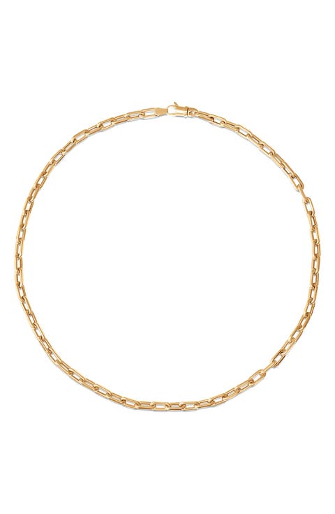 Gold Rectangular Link Chain Necklace