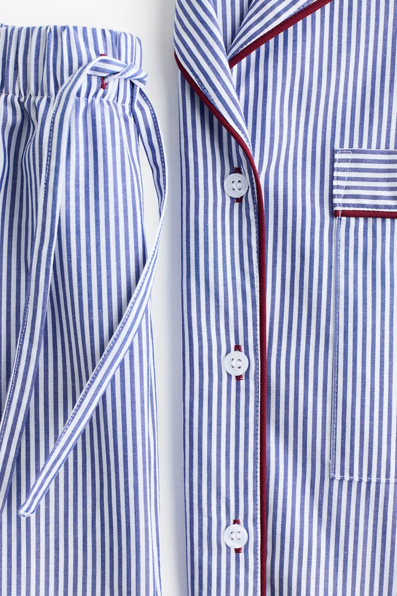 Cotton Poplin Pajamas, Alternate, color, Blue/white striped