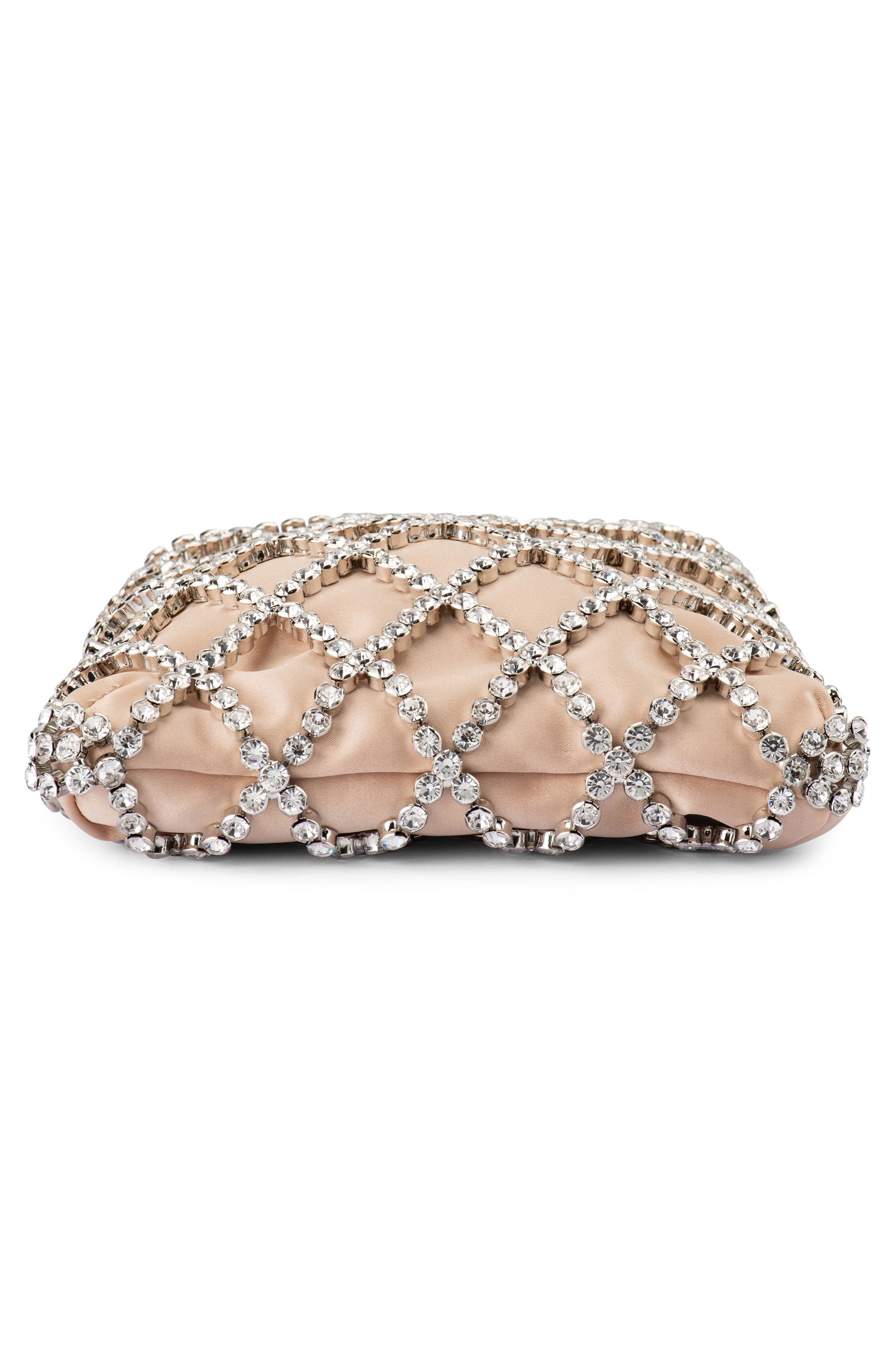 Olga Berg Kit Crystal Cage Top Handle Bag, Alternate, color, Natural