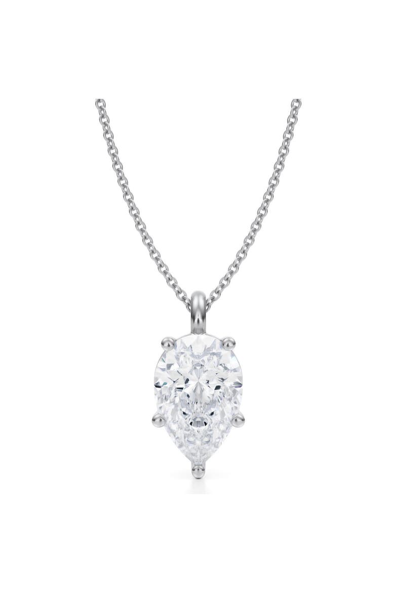 Pear Solitaire Lab Diamond Pendant Necklace 14K 3.0ct, Main, color, White Gold