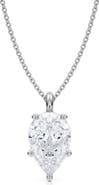 ALLUREZ Pear Solitaire Lab Diamond Pendant Necklace 14K 3.0ct