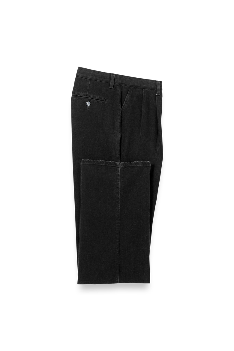 Denim Pleated Pants, Main, color, Black