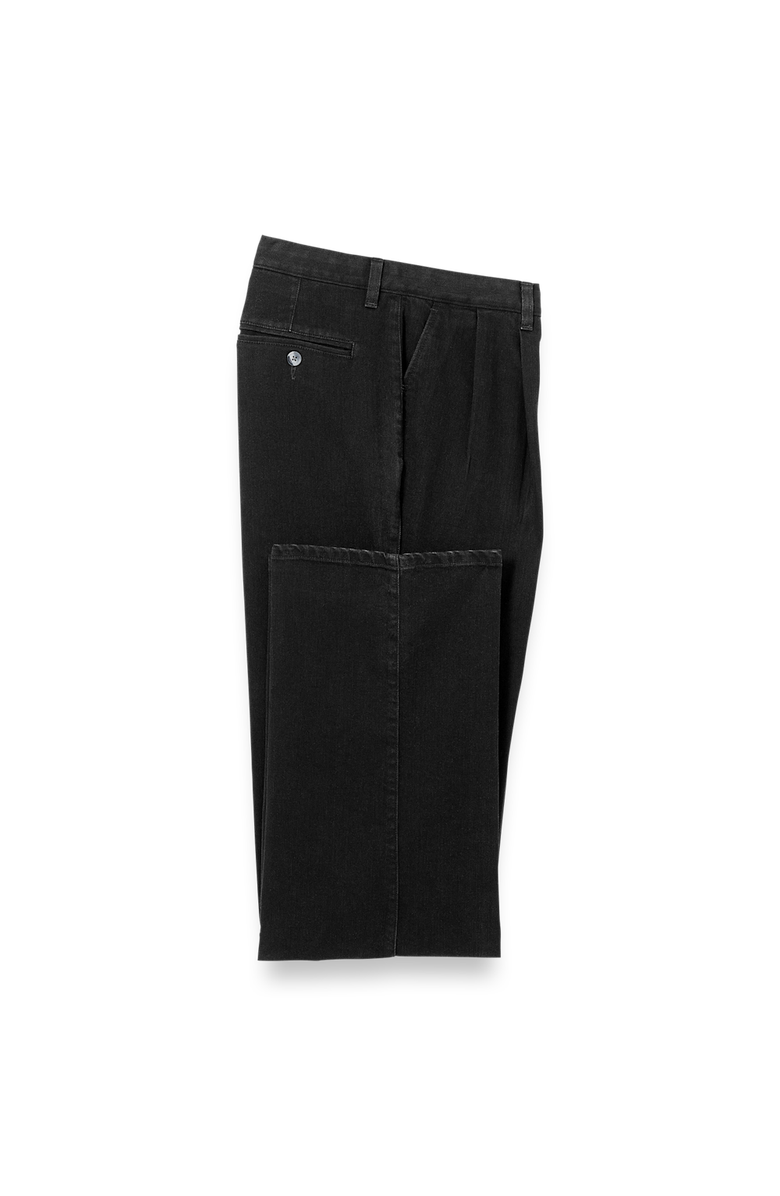 Paul Fredrick Denim Pleated Pants, Main, color, Black