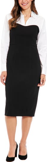 Long Sleeve Twofer Polo Sweater Dress