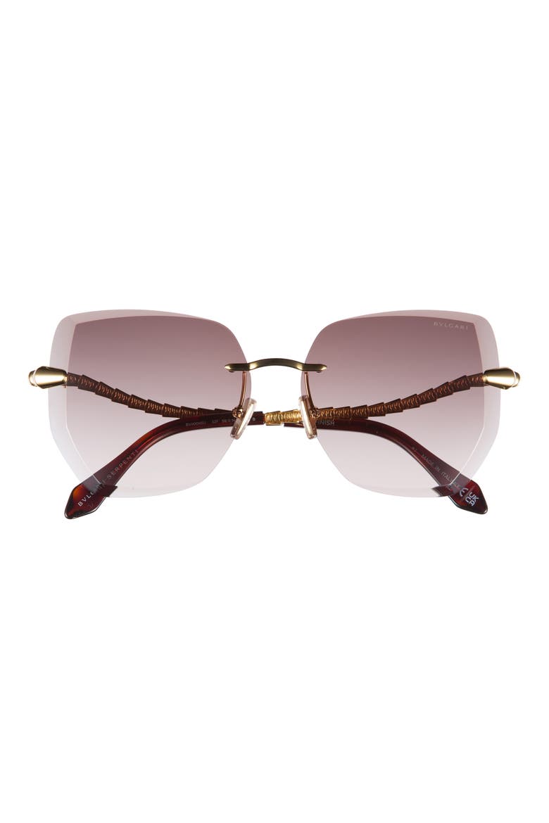 Serpenti Viper Rimless Geometric Sunglasses, Main, color, GOLD / GRADIENT BROWN