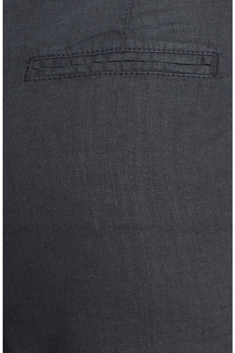 Slub Linen Crop Pants, Alternate, color, BLACK