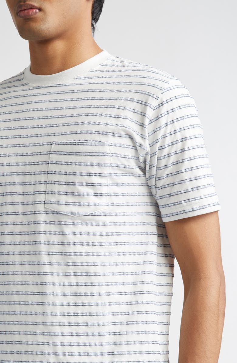 BEAMS Jacquard Stripe Pocket T-Shirt, Alternate, color, White