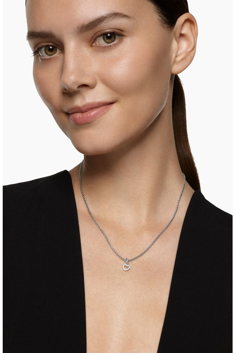 Micro Pavé Open Heart Enhancer in Sterling Silver with Diamonds, 6.8mm, Alternate, color, DIAMOND
