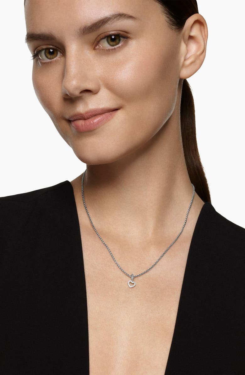 David Yurman Micro Pavé Open Heart Enhancer in Sterling Silver with Diamonds, 6.8mm, Alternate, color, Diamond