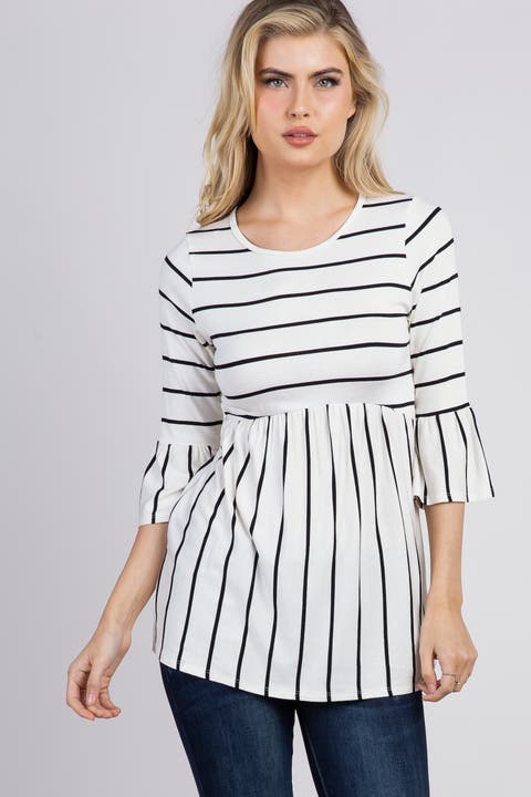 Striped Peplum Ruffle Top