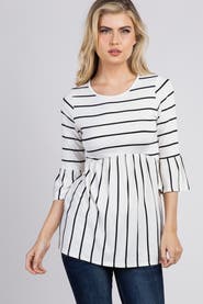PinkBlush Striped Peplum Ruffle Top