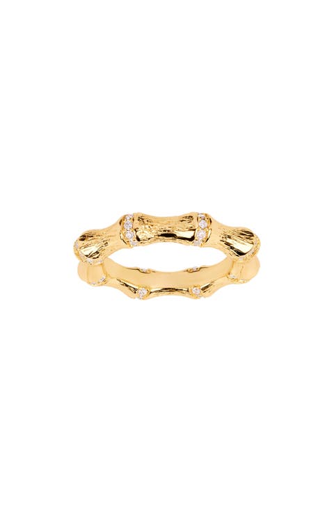 Cubic Zirconia Bamboo Band Ring