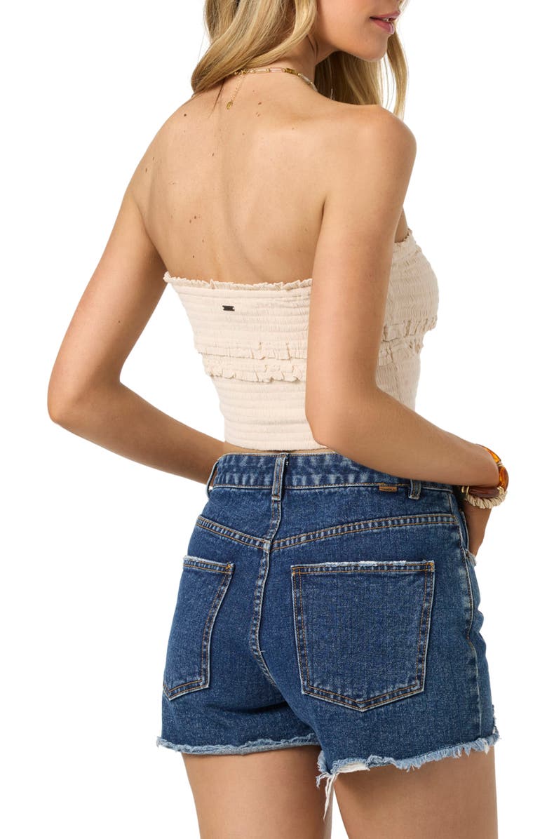 O'Neill Dedra Smocked Ruffle Strapless Crop Top, Alternate, color, 