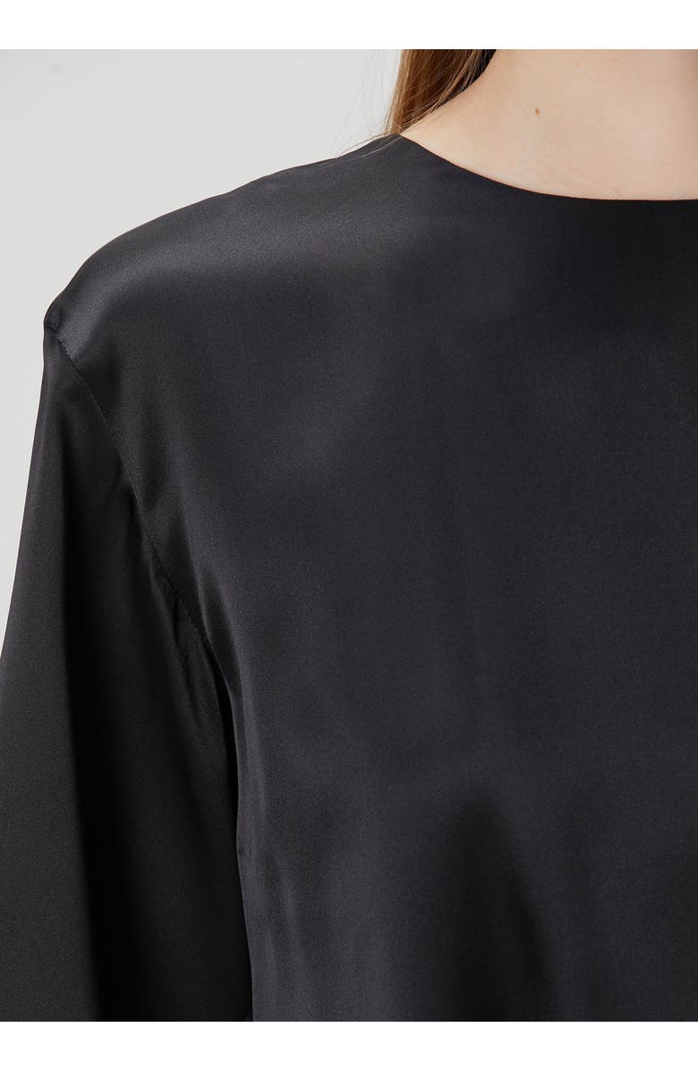 PCFG Pure Silk Oversized Silk Crop Top, Alternate, color, Black