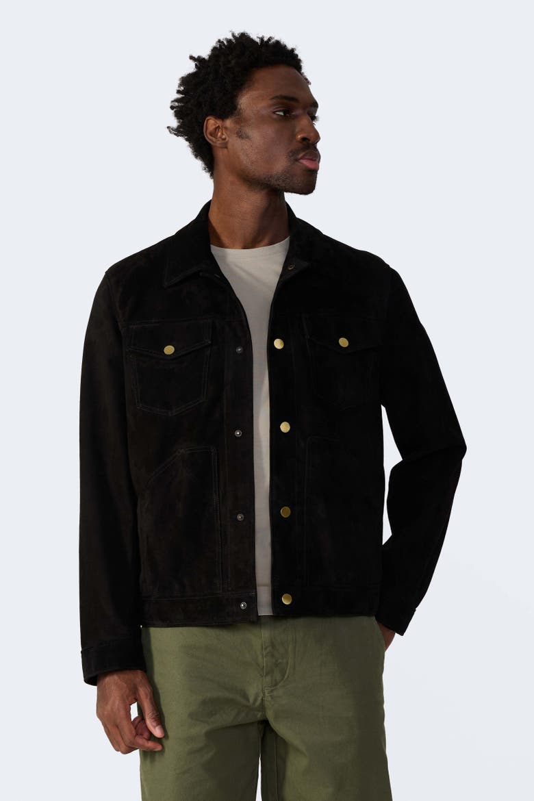 Ollie Suede Jacket, Main, color, Black