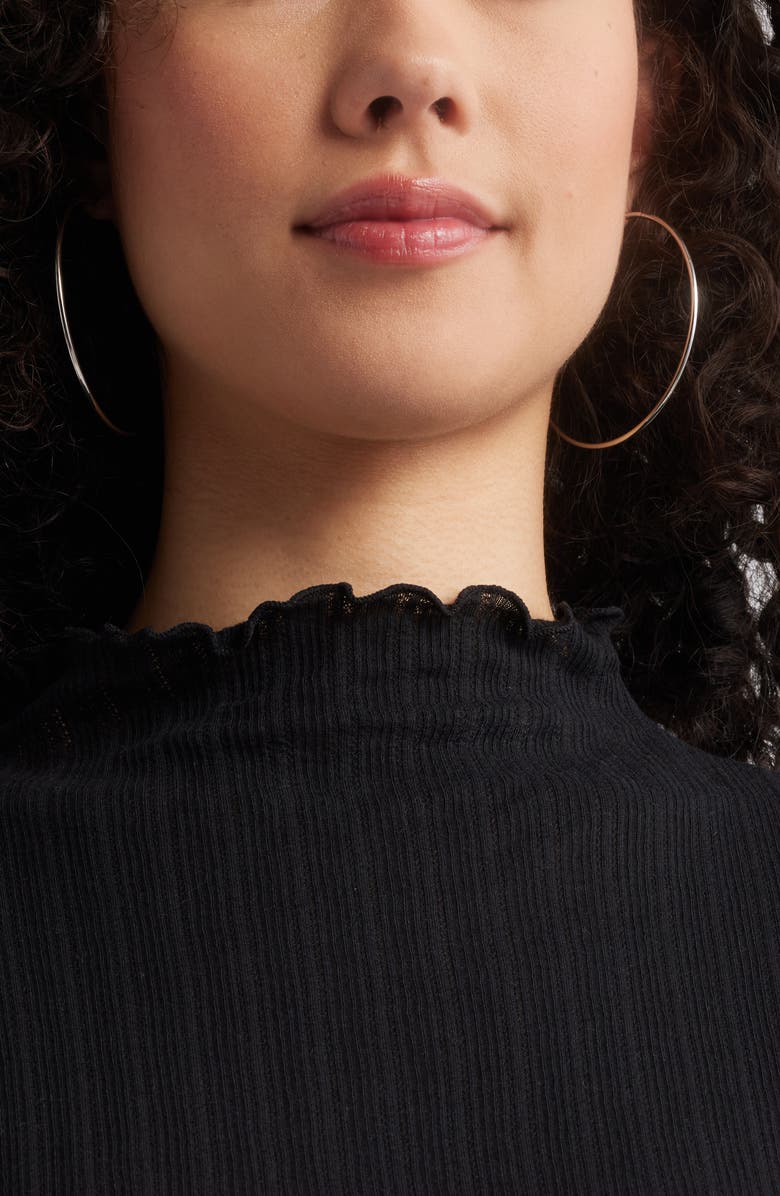 BP. Lettuce Edge Mock Neck Long Sleeve Rib Top, Alternate, color, 