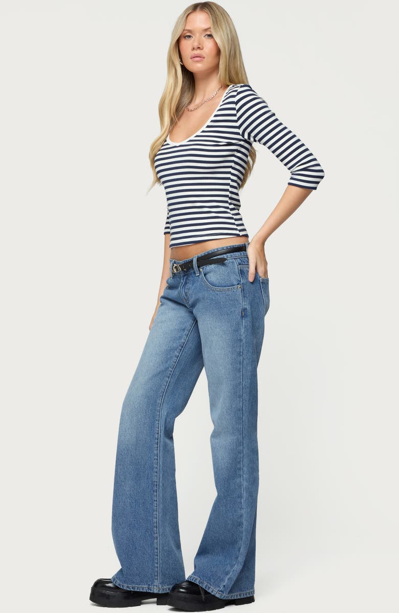 EDIKTED Poppie Stripe T-Shirt, Alternate, color, Navy-And-White