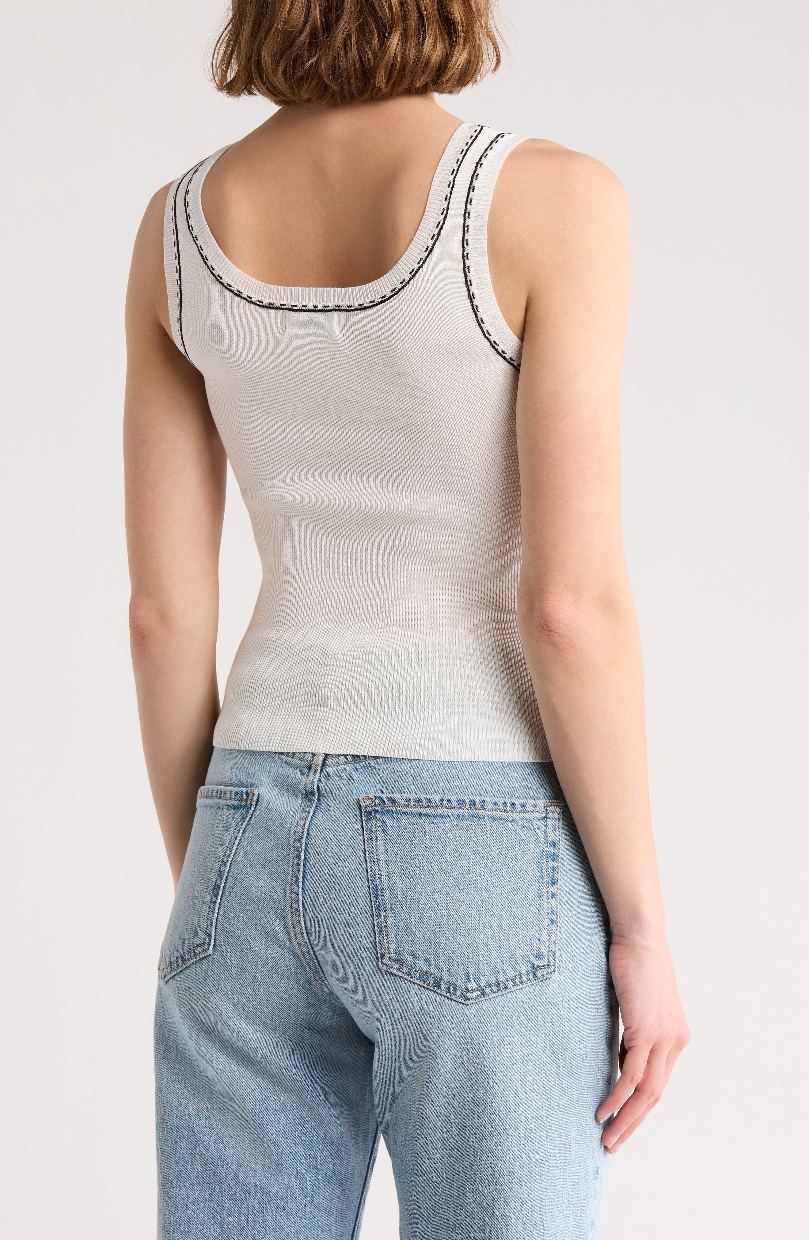 Contrast Stitch Scoop Neck Sweater Tank - image 2