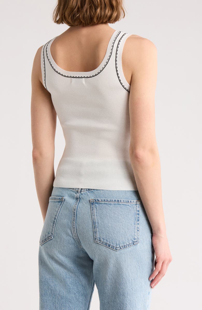 Blu Pepper Contrast Stitch Scoop Neck Sweater Tank, Alternate, color, White