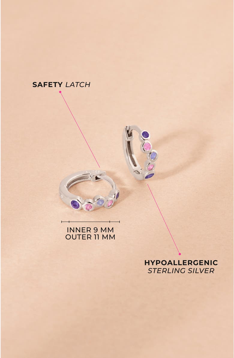 In Season Jewelry Bezel Cascade Girls Huggie Hoops, Alternate, color, Purple