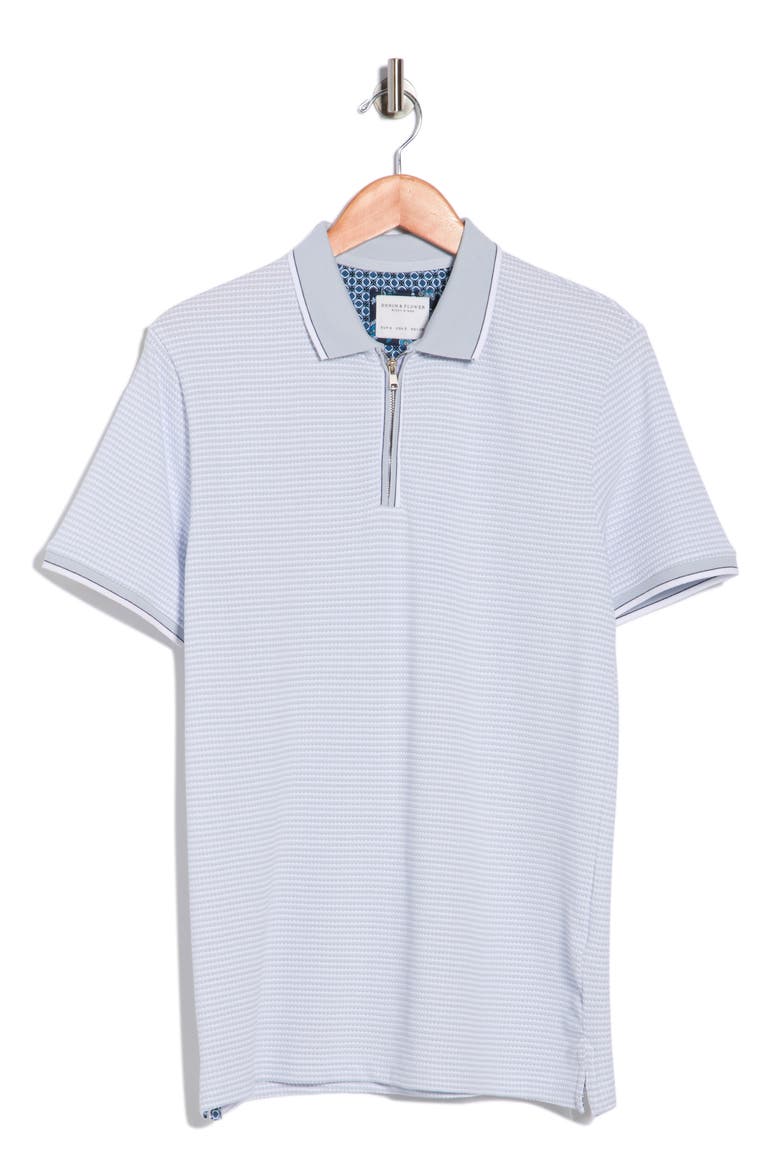 Textured Horizontal Stripe Quarter Zip Knit Polo, Alternate, color, LIGHT BLUE