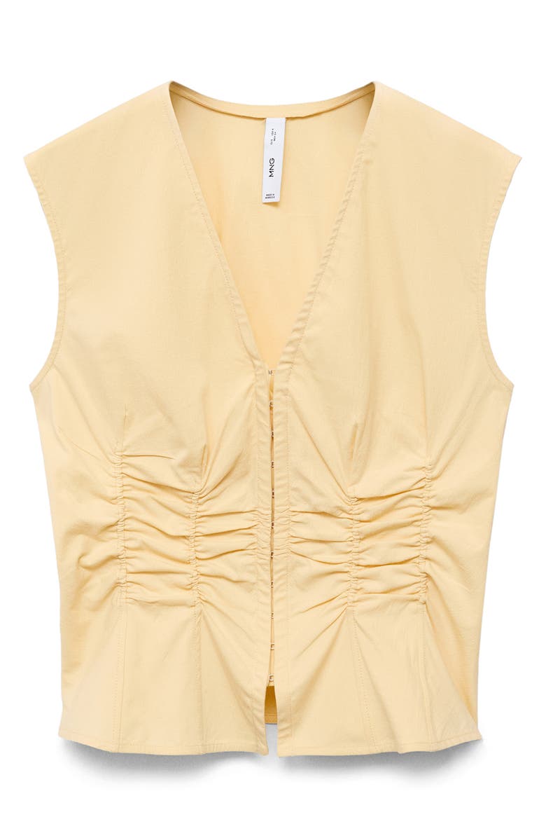 MANGO Sleeveless V-Neck Cotton Corset Top, Main, color, Vanilla
