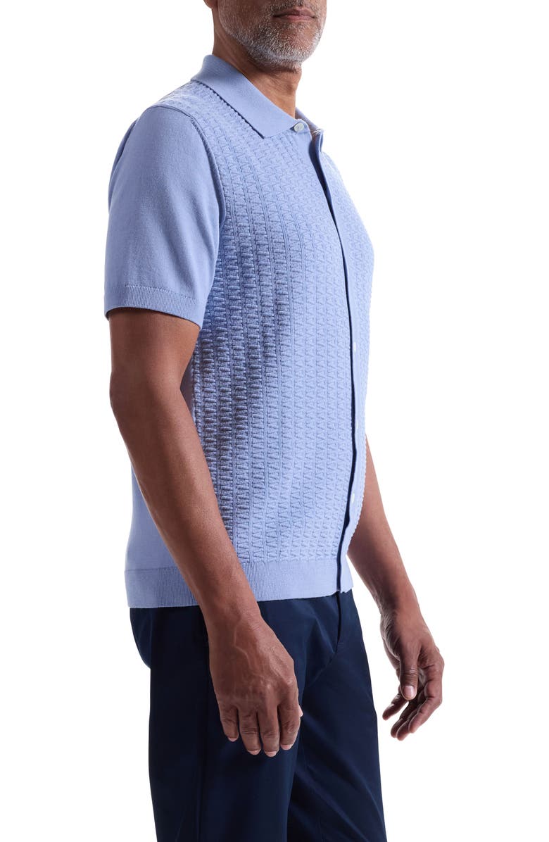 Bugatchi Short Sleeve Cardigan, Alternate, color, Air Blue