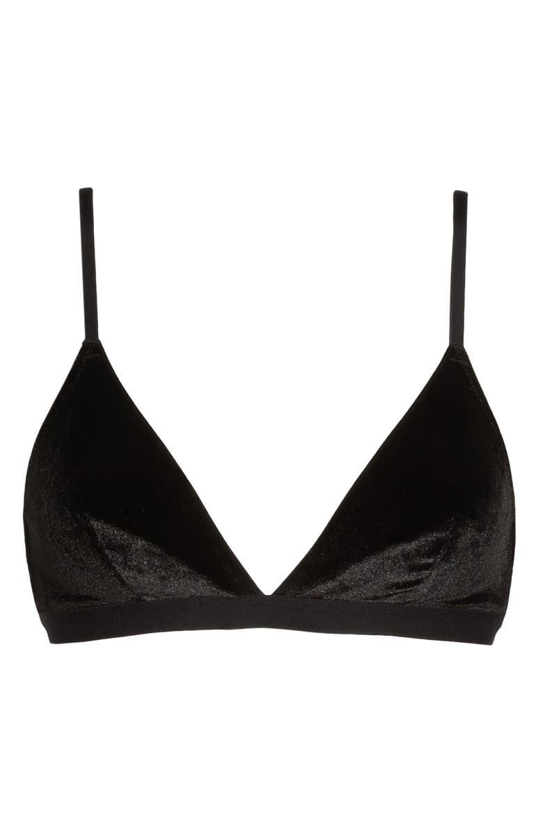 Madewell Velvet Triangle Bralette, Alternate, color, True Black