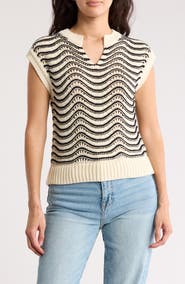 Melrose and Market Split Neck Sleeveless Sweater