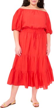 Vince Camuto Off the Shoulder Tiered Maxi Dress