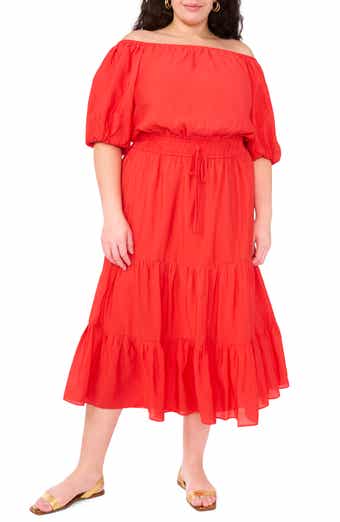 Vince Camuto Off the Shoulder Tiered Maxi Dress