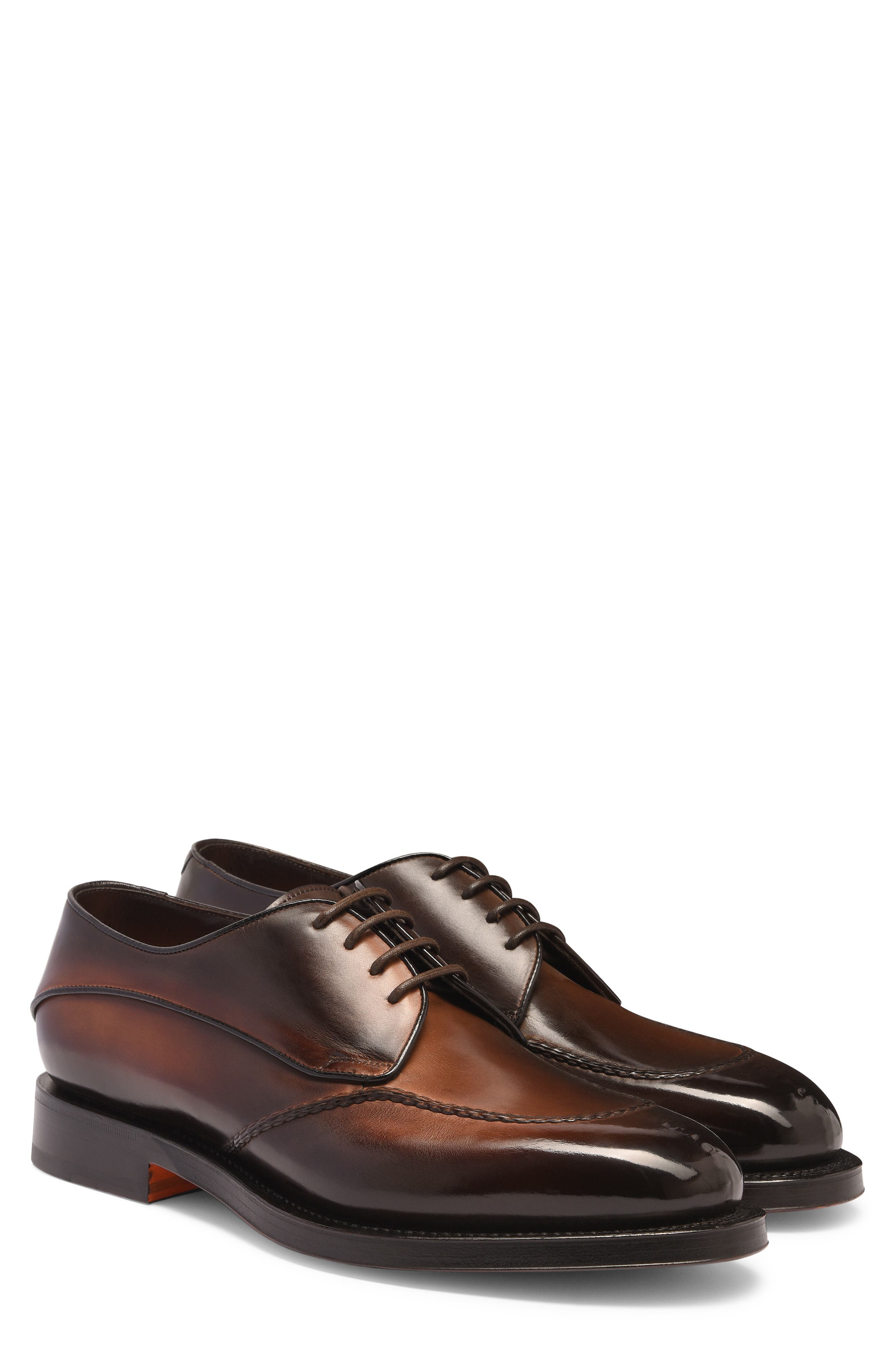Santoni Lace-Up Derby, Main, color, Dark Brown-T50
