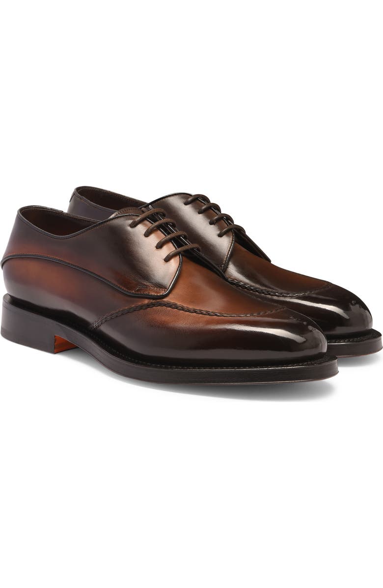 Santoni Lace-Up Derby, Main, color, Dark Brown-T50