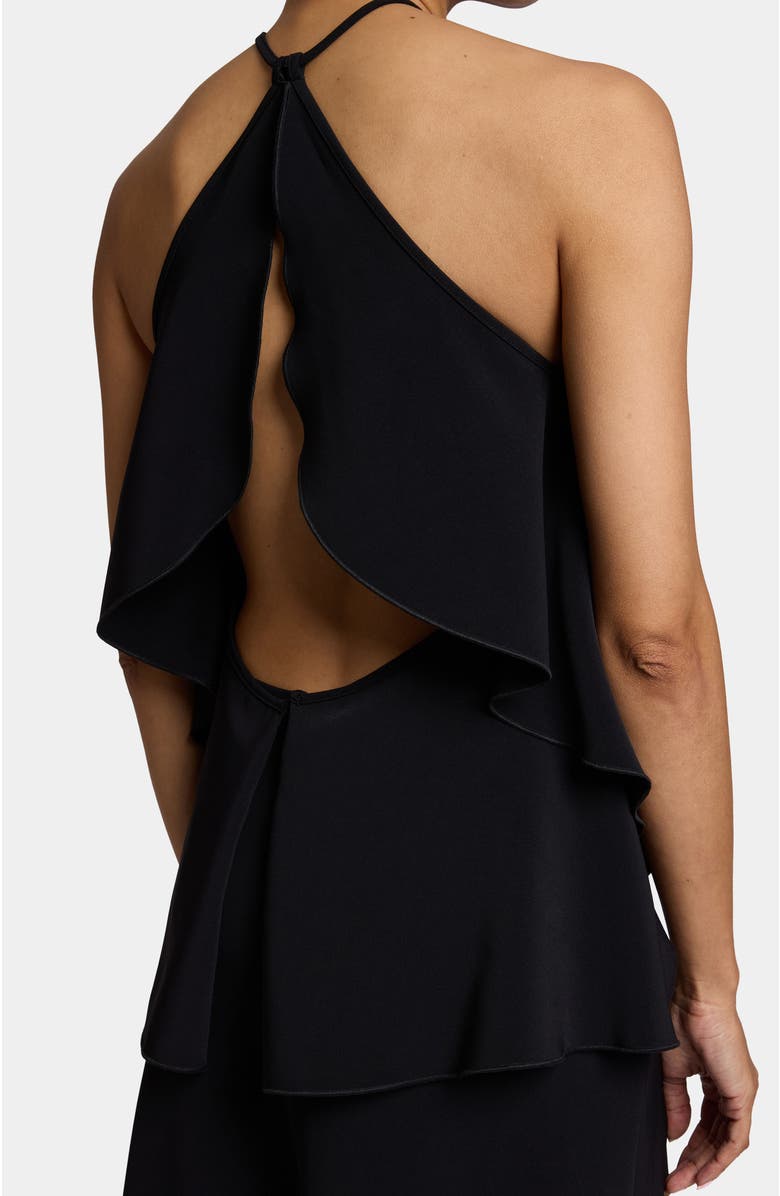 Santorelli ALESSIA Sleeveless Ruffled Midi Dress in Soft Cady, Alternate, color, Black