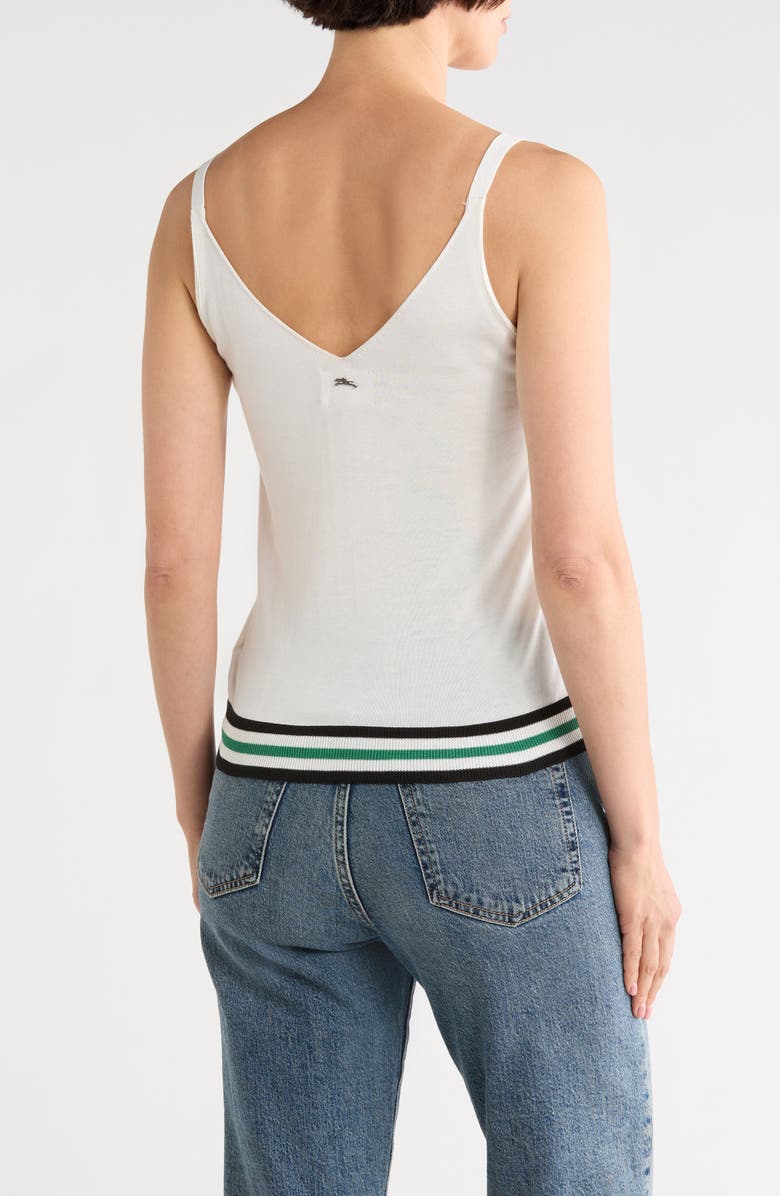 Longchamp V-Neck Silk Blend Tank, Alternate, color, Green