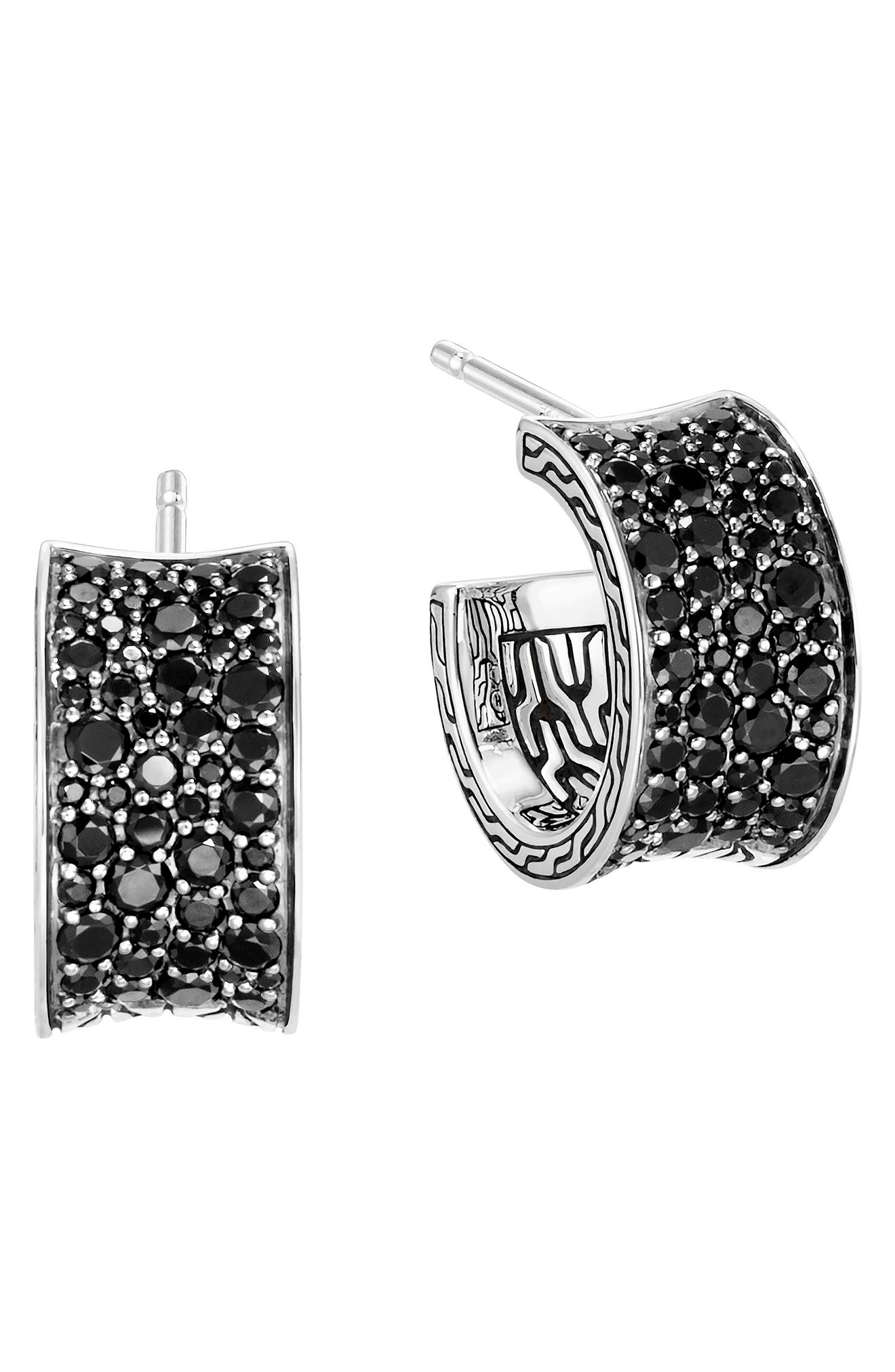 John Hardy Classic Black Sapphire Pavé Hoop Earrings