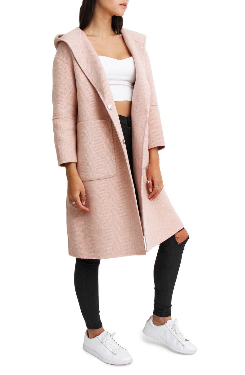 Belle & Bloom Walk This Way Wool Blend Oversized Coat, Alternate, color, Pink