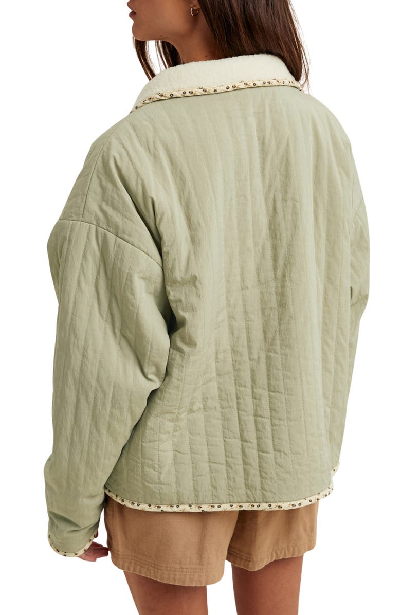 WISHLIST Floral Faux Shearling Jacket, Alternate, color, Olive/ Cream